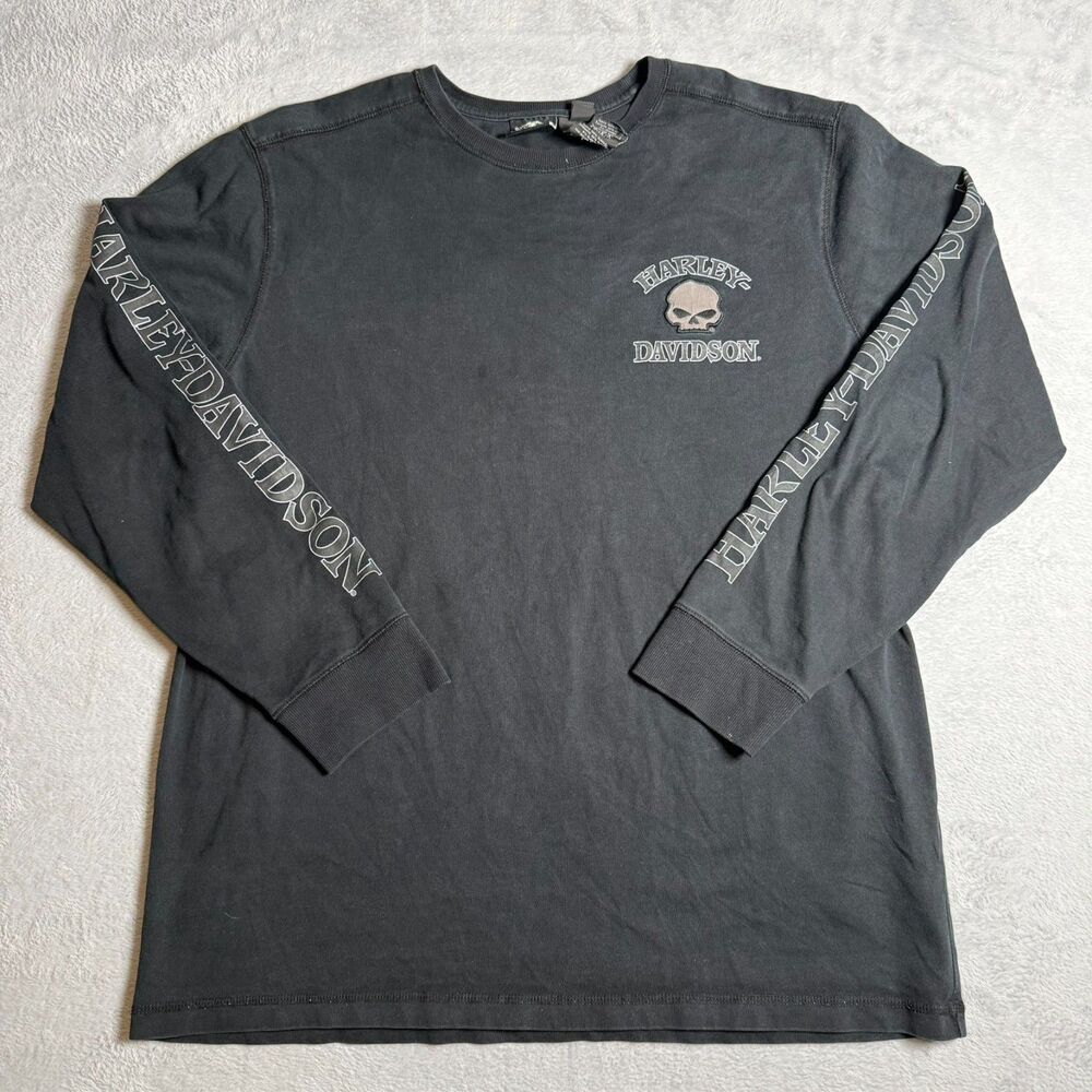 Harley Davidson Willie G Skull Mens Size XL Long Sleeve T-Shirt Black Graphic